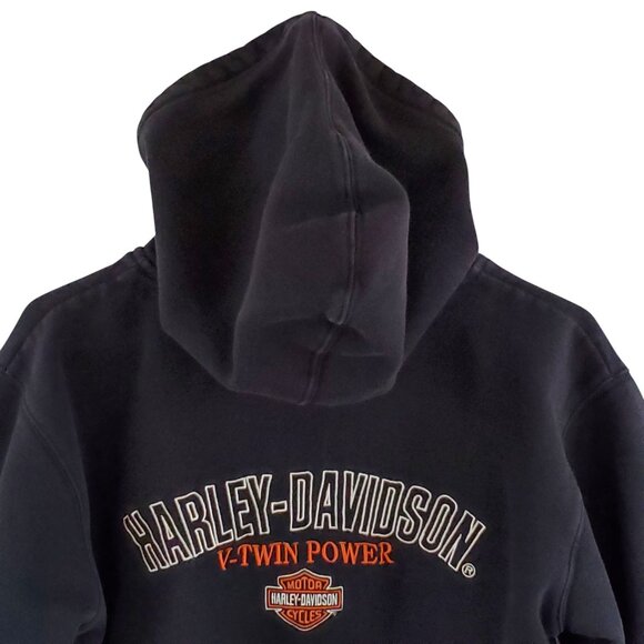 Harley Davidson Hoodie Sweatshirt Men's S Black Embroidered Logo Pockets Fleece - Picture 8 of 11